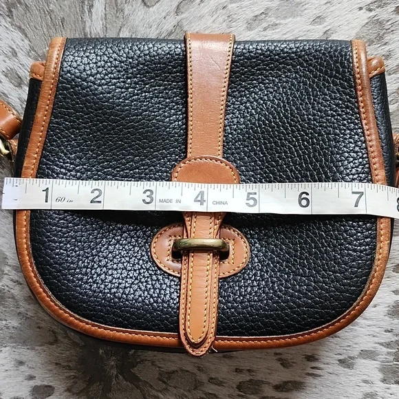 Dooney & Bourke Vintage All Weather Leather Saddle Crossbody Black & Tan - Picture 3 of 10